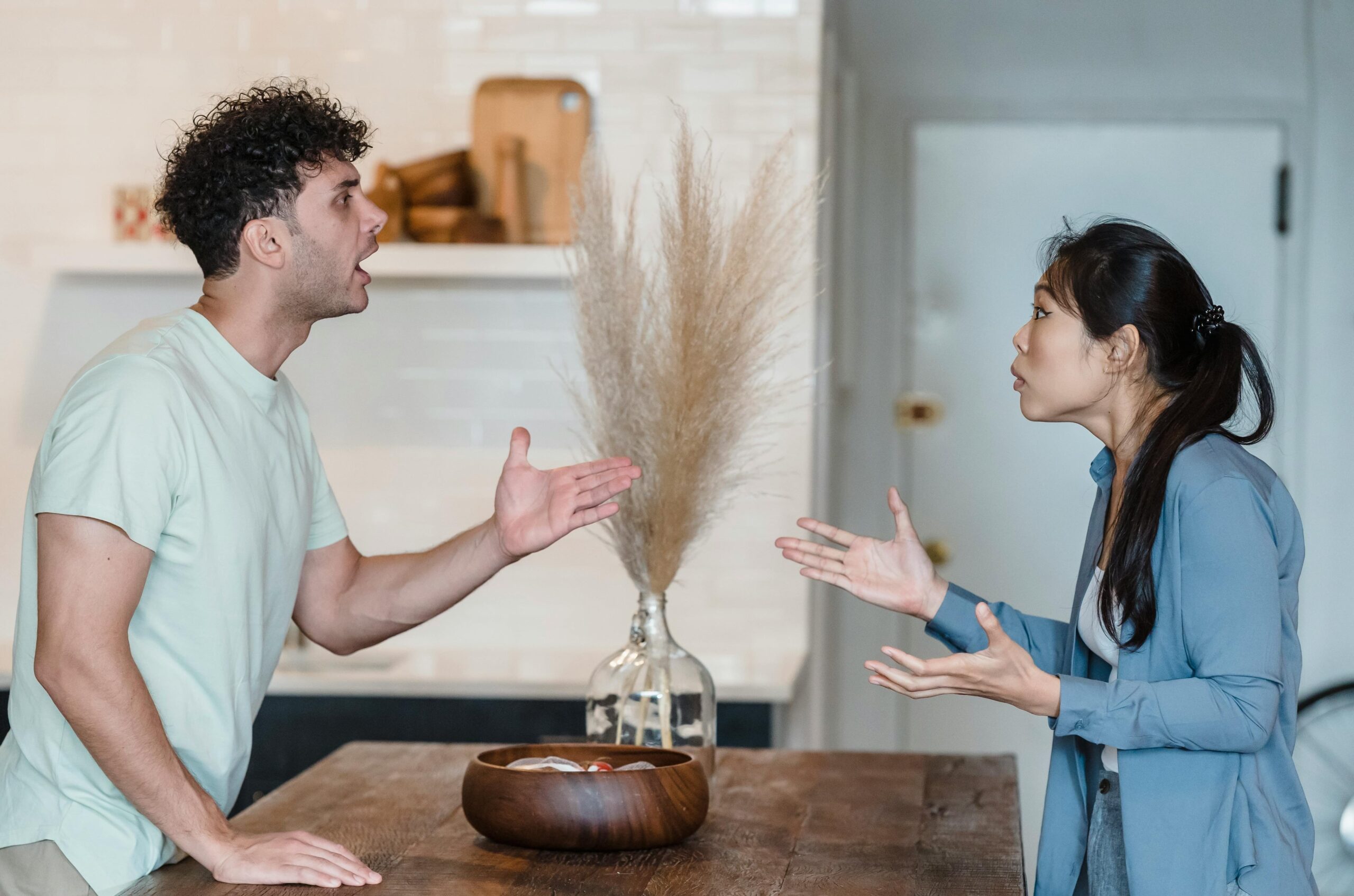 Couple arguing over table in their house